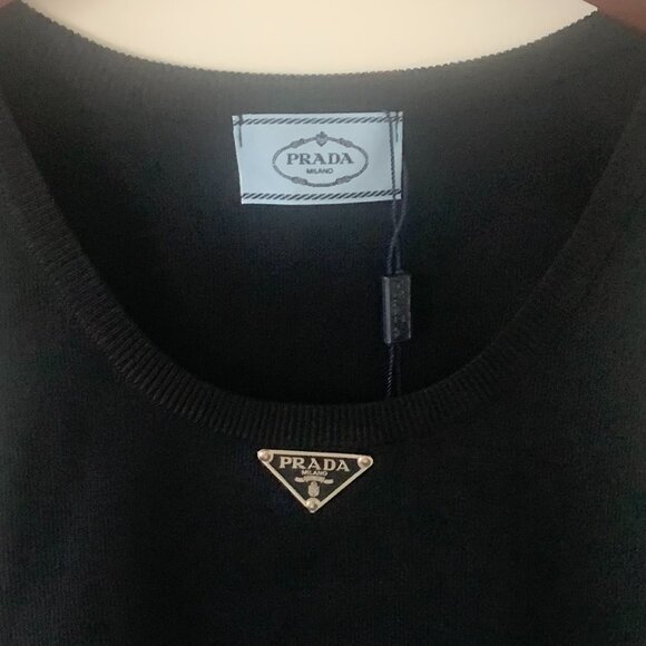 Prada Women's Black Ribbed Jersey Crop TOP - Picture 4 of 11
